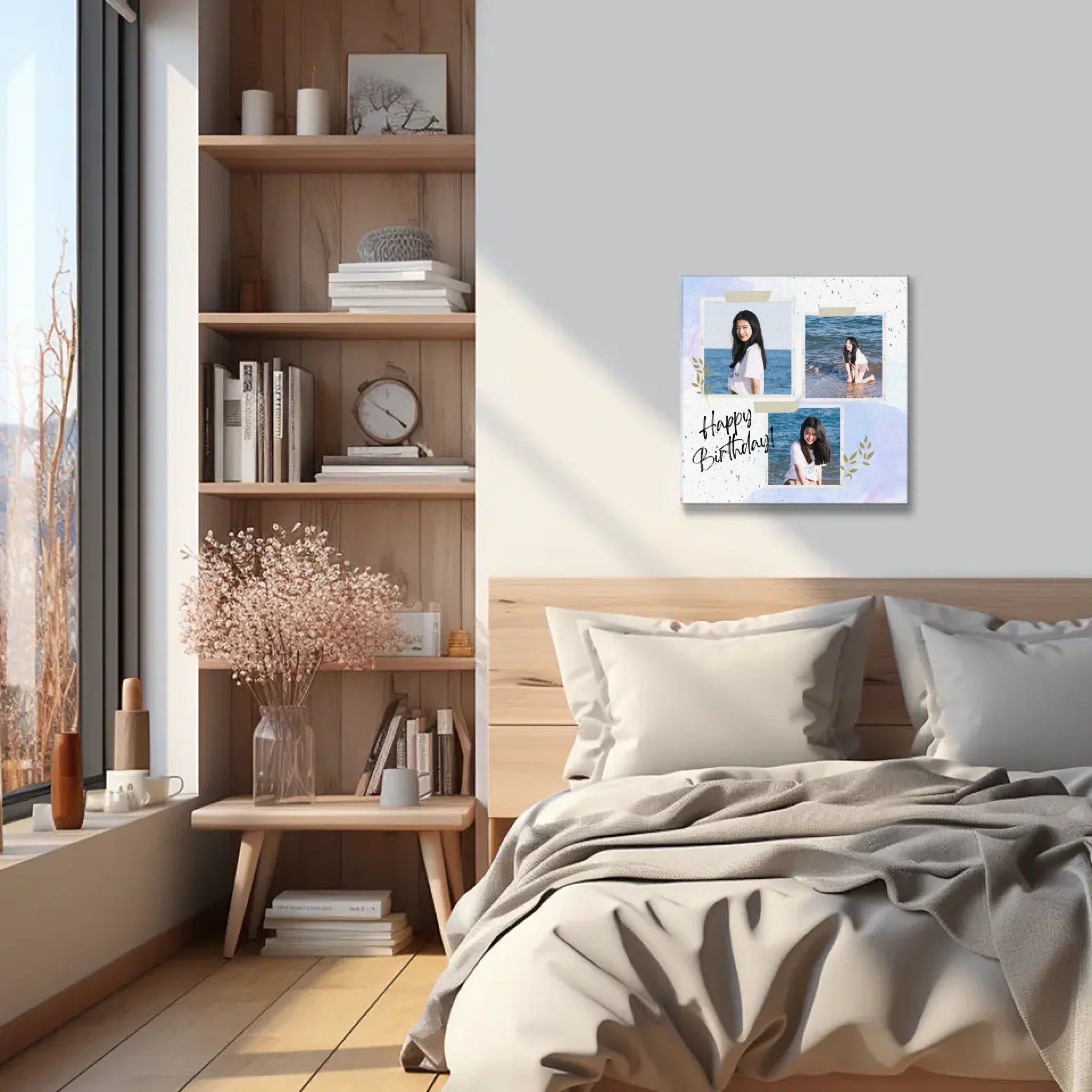 ภาพพิมพ์แคนวาส แขวนอยู่บนหัวเตียงนอน