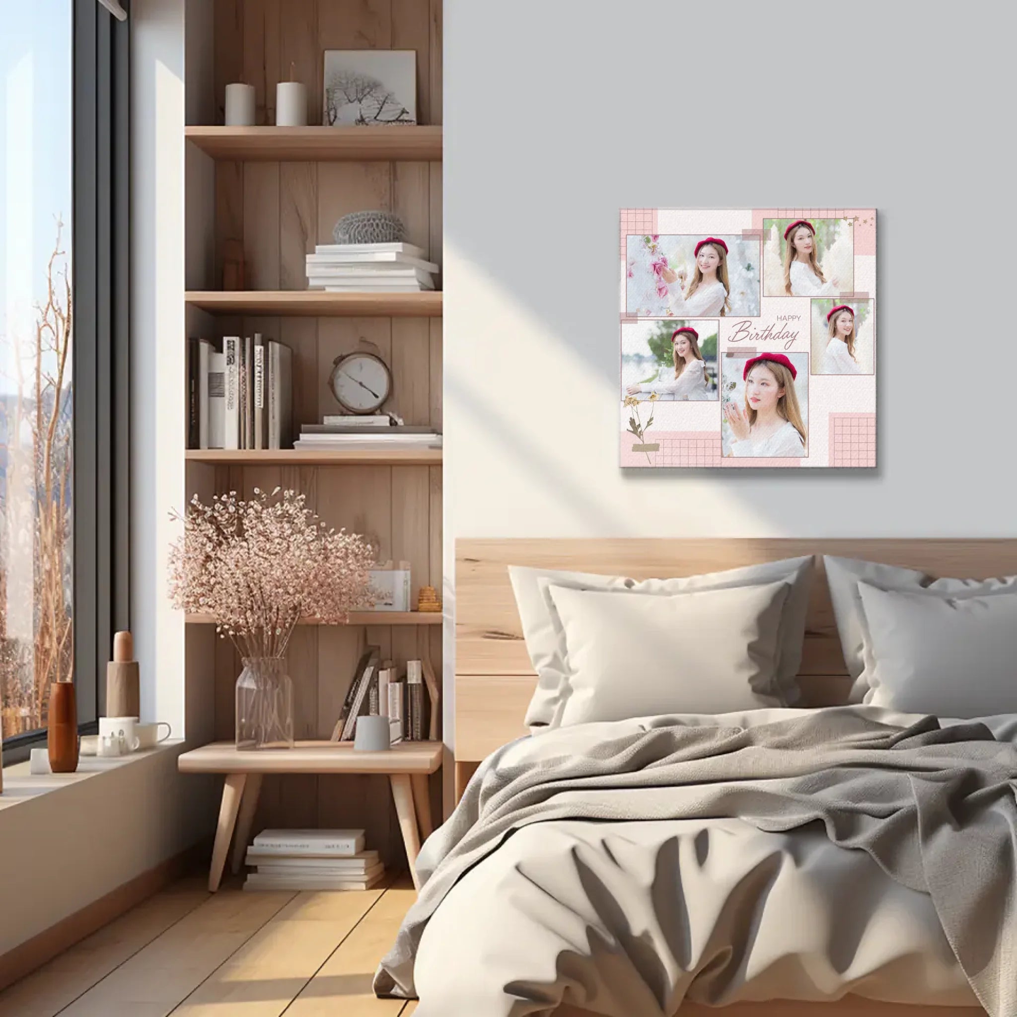 ภาพพิมพ์แคนวาส แขวนอยู่บนหัวเตียงนอน