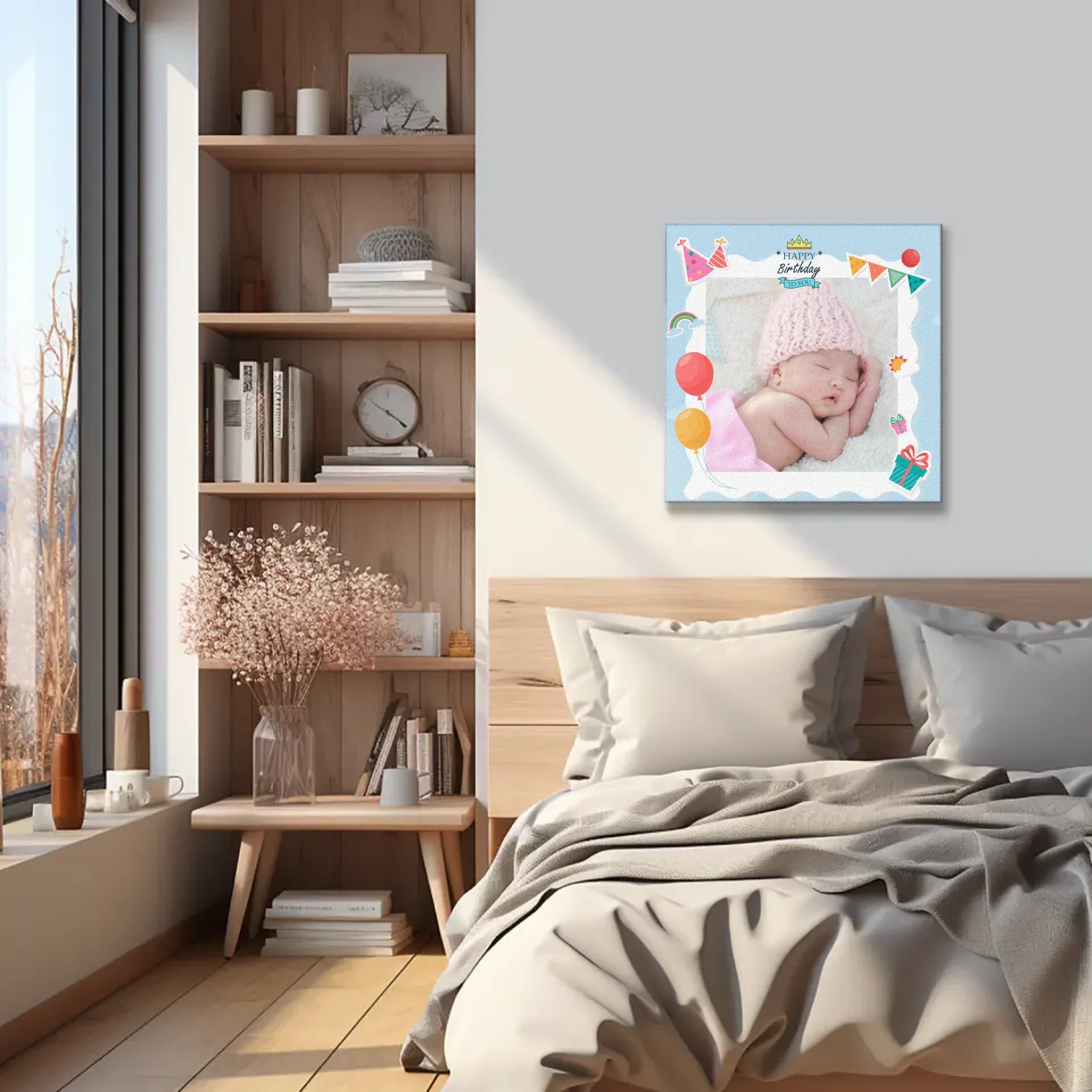 ภาพพิมพ์แคนวาส แขวนอยู่บนหัวเตียงนอน