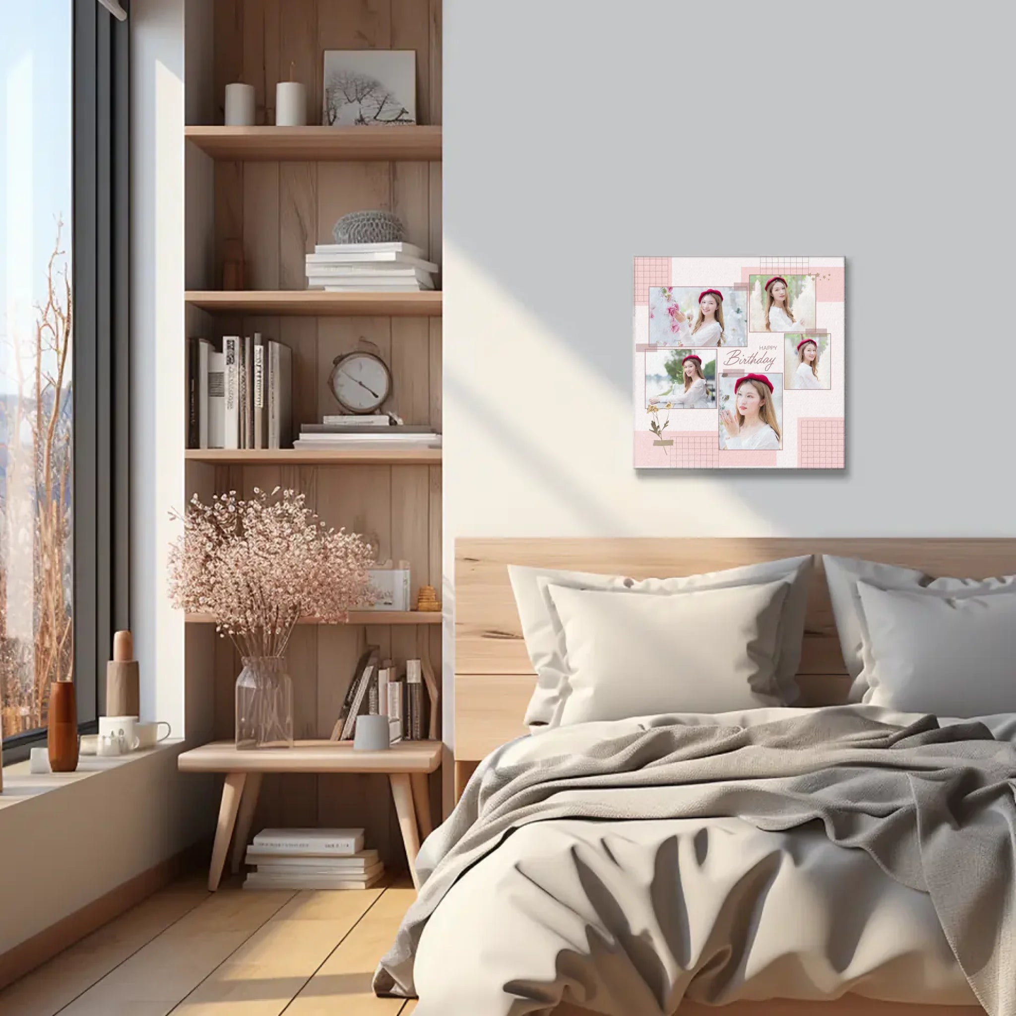 ภาพพิมพ์แคนวาส แขวนอยู่บนหัวเตียงนอน
