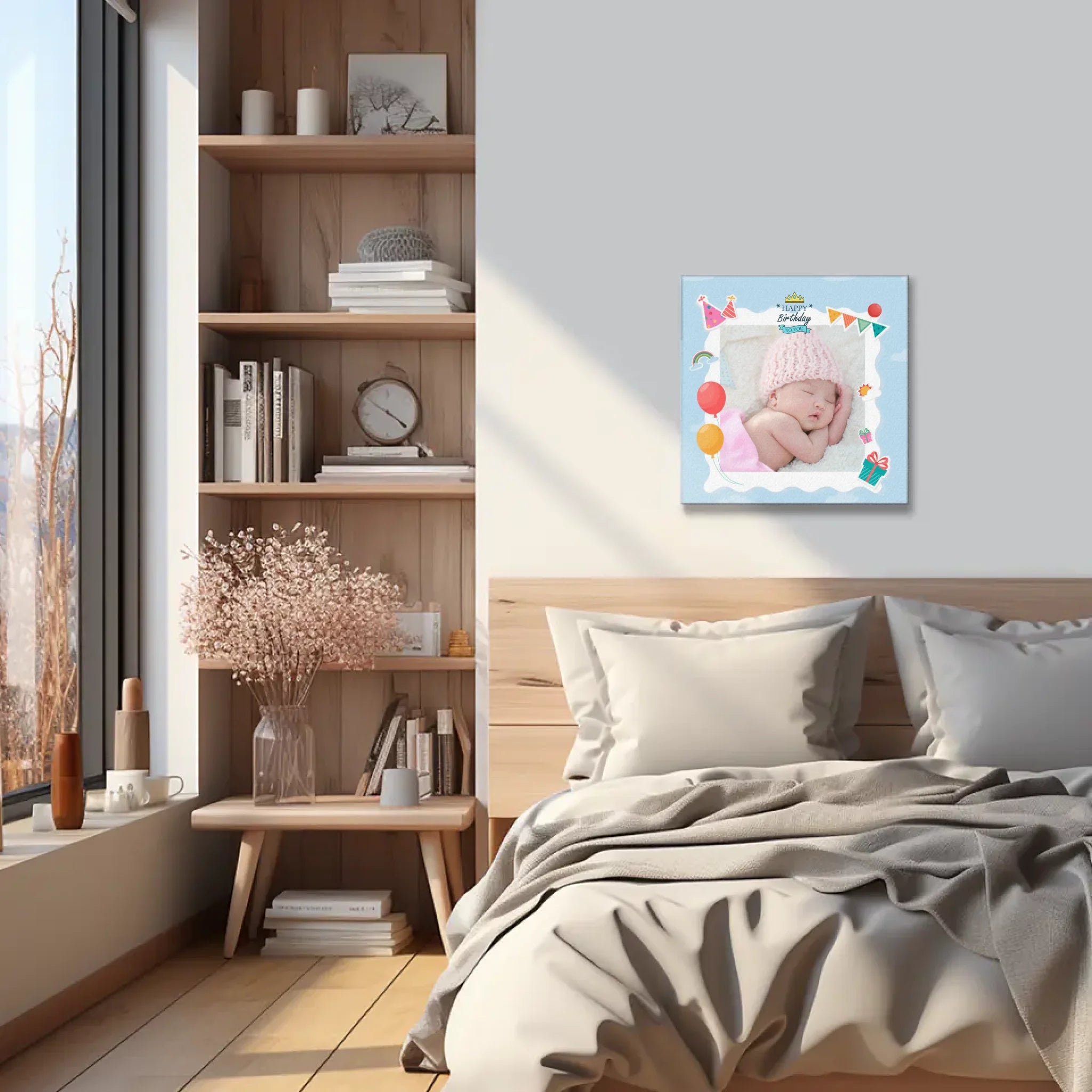 ภาพพิมพ์แคนวาส แขวนอยู่บนหัวเตียงนอน