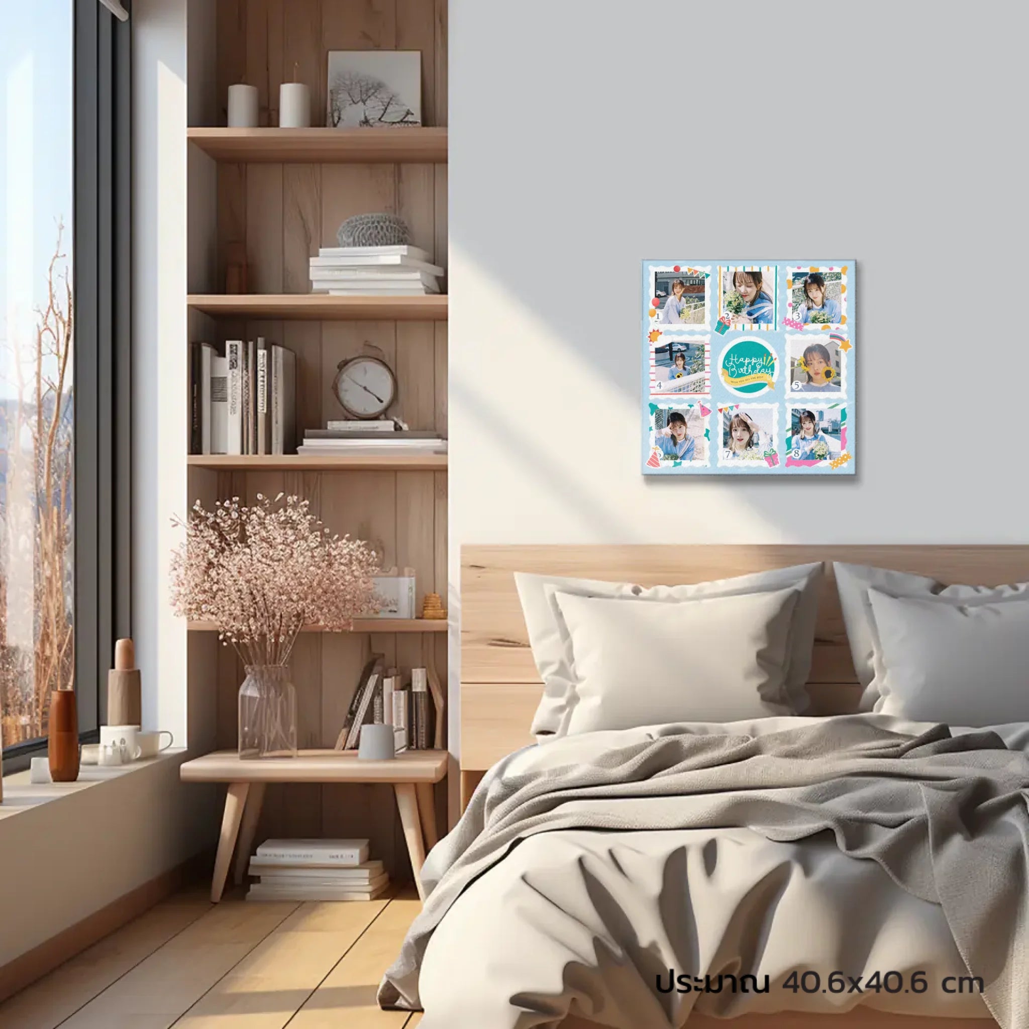 ภาพพิมพ์แคนวาส แขวนอยู่บนหัวเตียงนอน