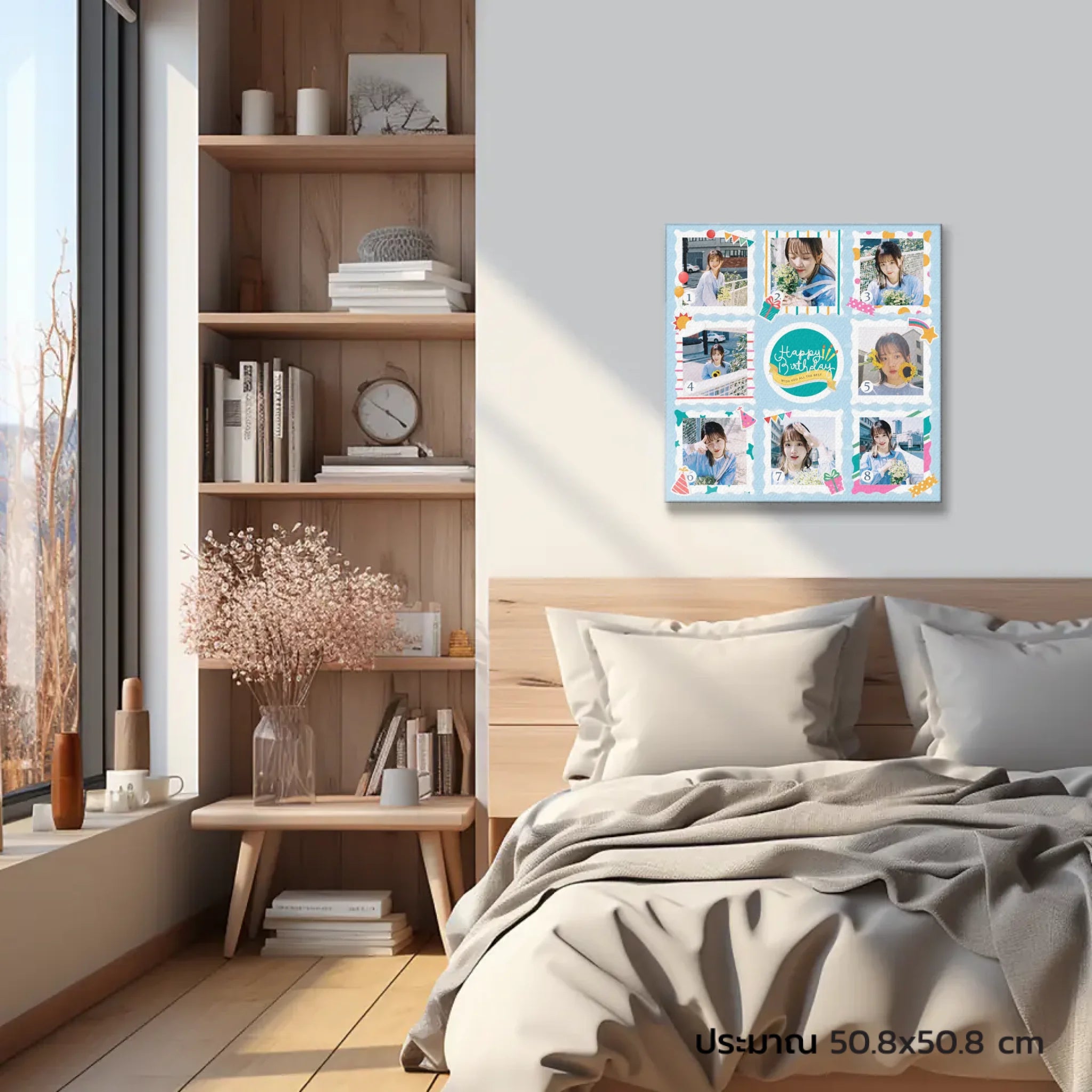 ภาพพิมพ์แคนวาส แขวนอยู่บนหัวเตียงนอน