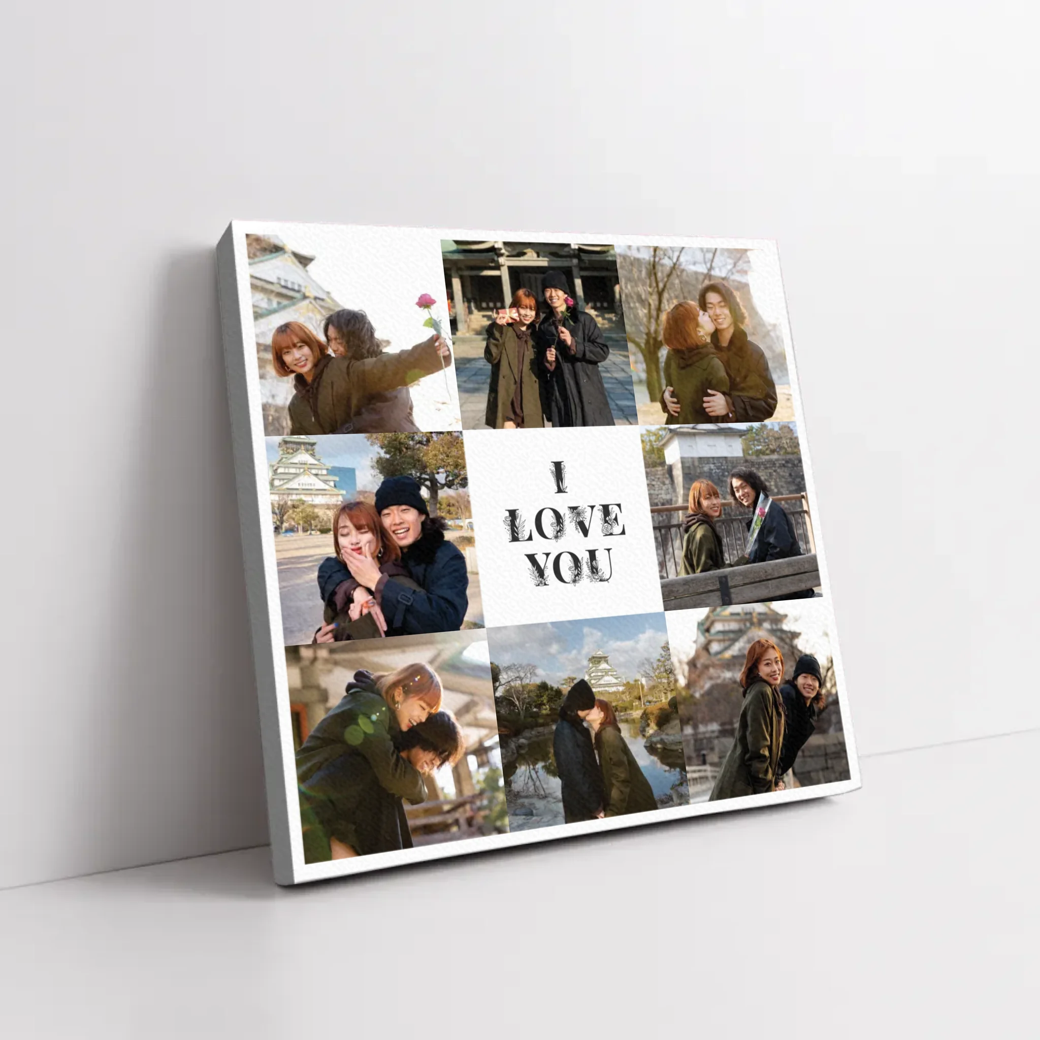 ภาพพิมพ์แคนวาส วางอยู่บนพื้นที่เป็นสีขาว