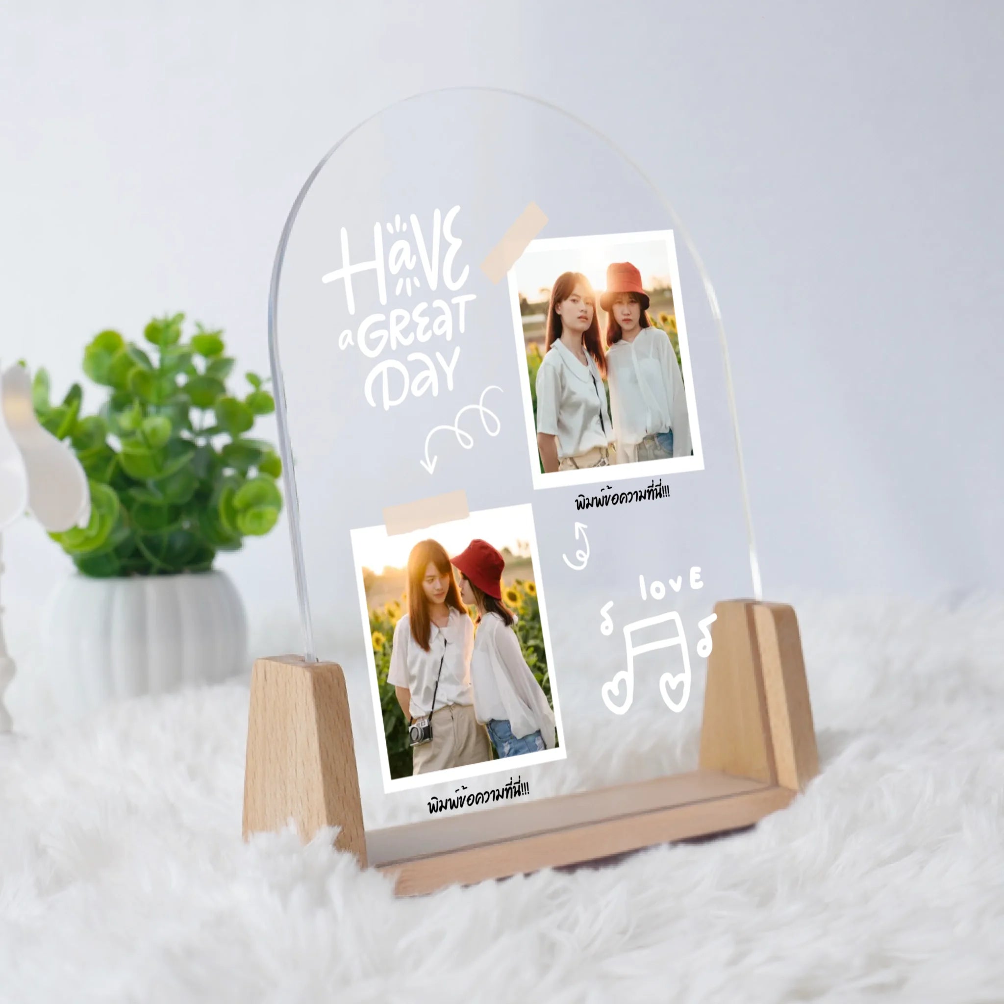 โคมไฟอะคริลิก พิมพ์ UV คุณภาพสูง พร้อมฐานตั้งและไฟ LED