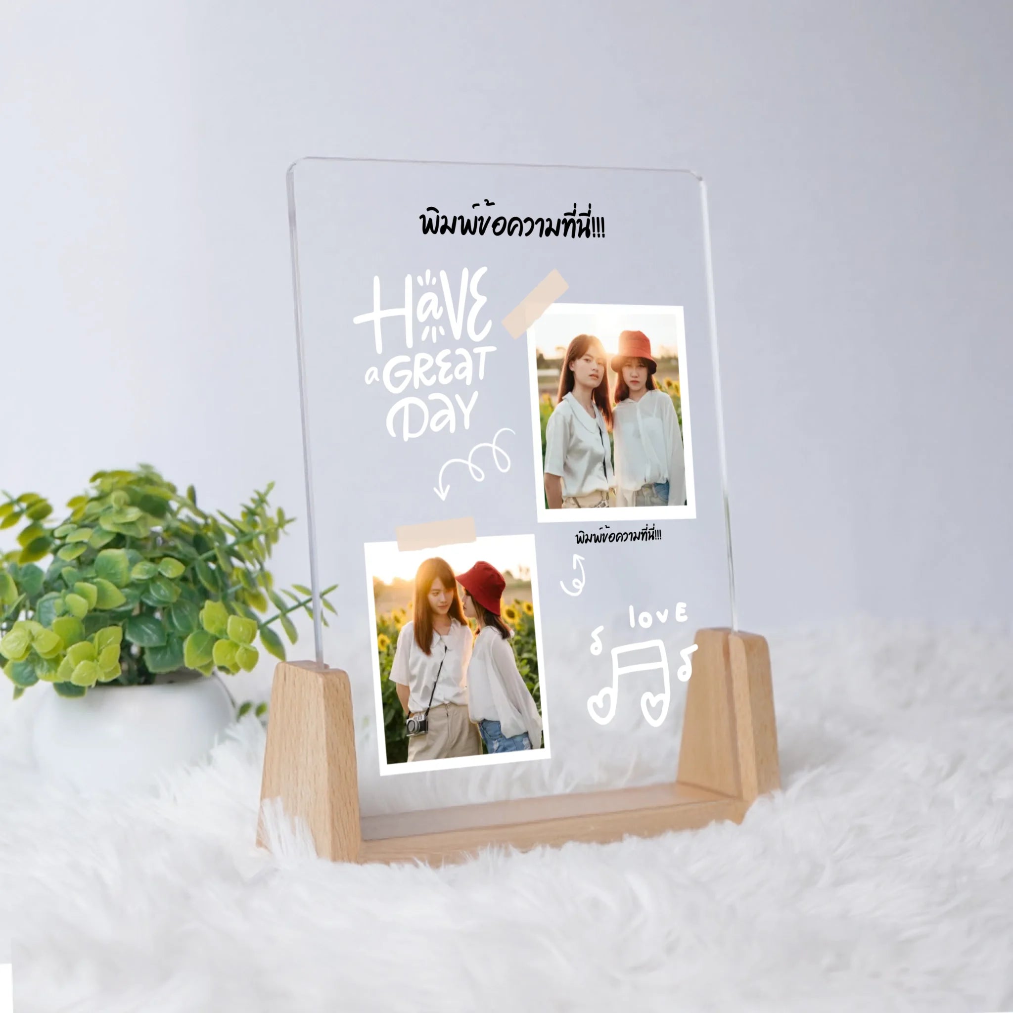 โคมไฟอะคริลิก พิมพ์ UV คุณภาพสูง พร้อมฐานตั้งและไฟ LED