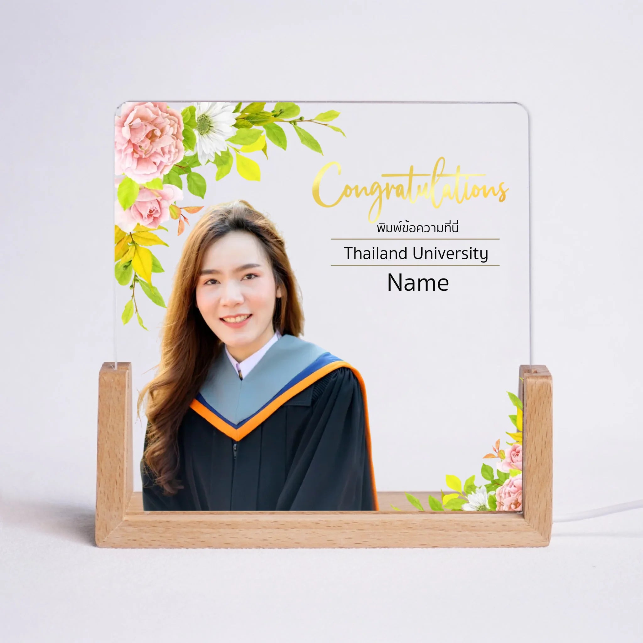 โคมไฟอะคริลิก พิมพ์ UV คุณภาพสูง พร้อมฐานตั้งและไฟ LED