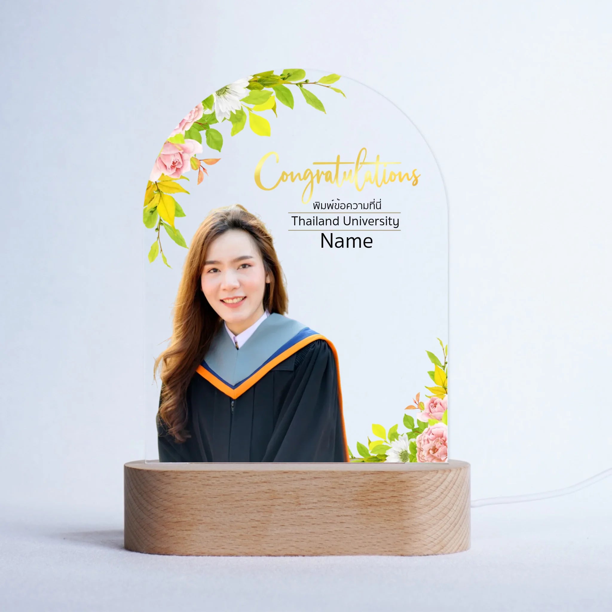 โคมไฟอะคริลิก พิมพ์ UV คุณภาพสูง พร้อมฐานตั้งและไฟ LED