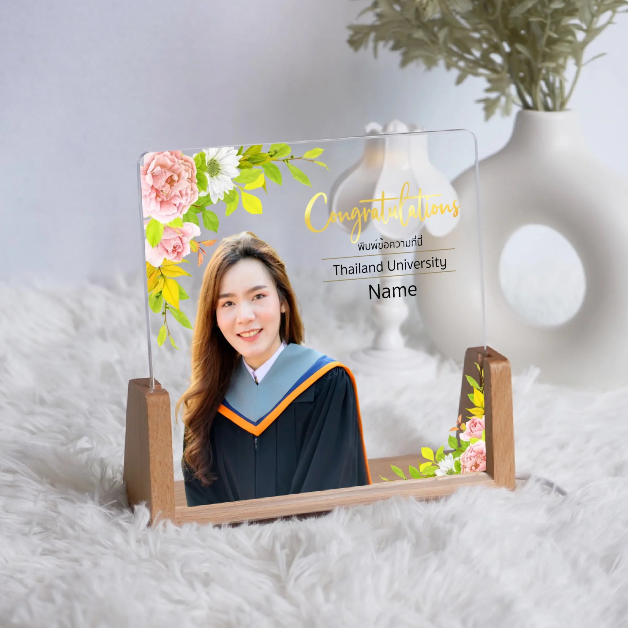 โคมไฟอะคริลิก พิมพ์ UV คุณภาพสูง พร้อมฐานตั้งและไฟ LED