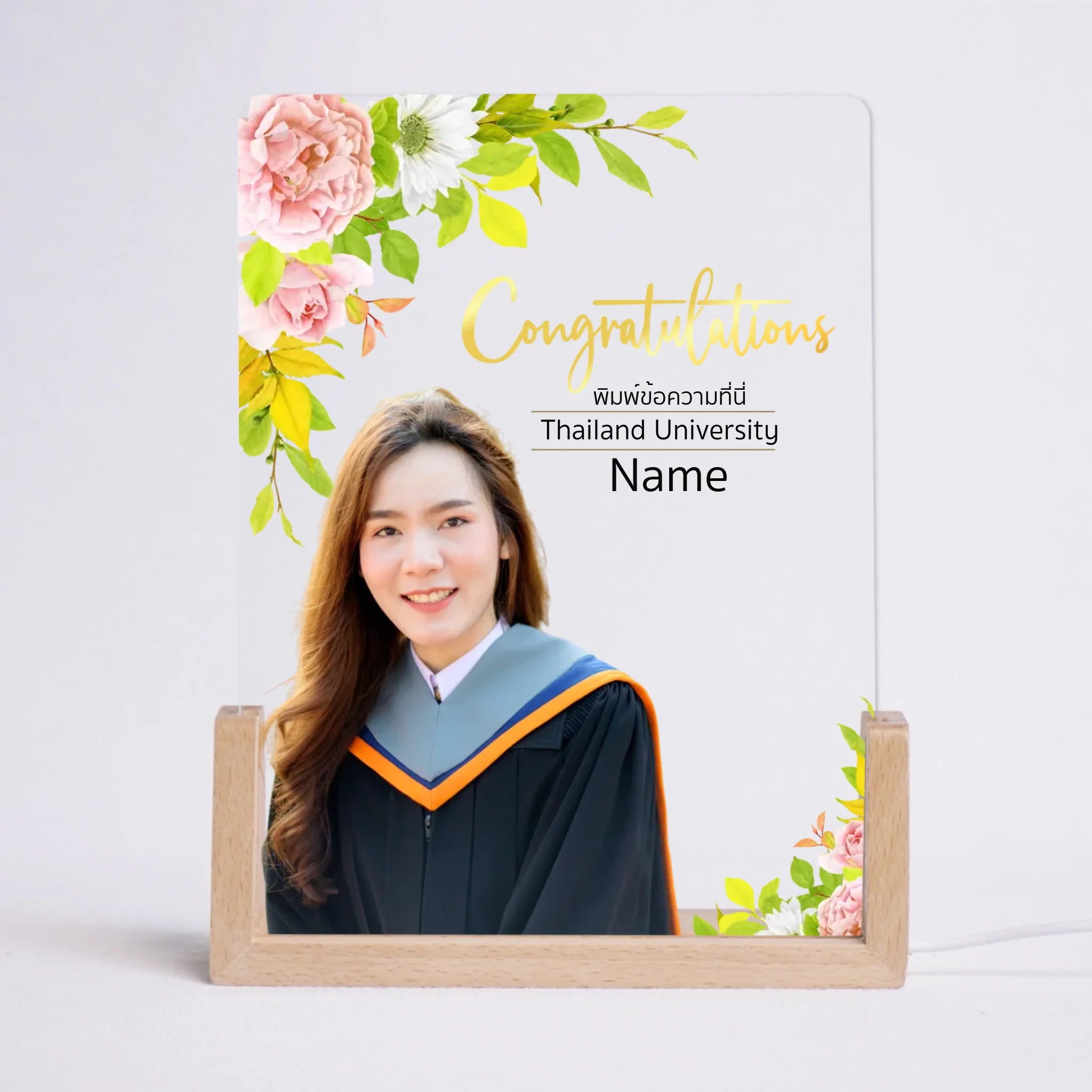 โคมไฟอะคริลิก พิมพ์ UV คุณภาพสูง พร้อมฐานตั้งและไฟ LED