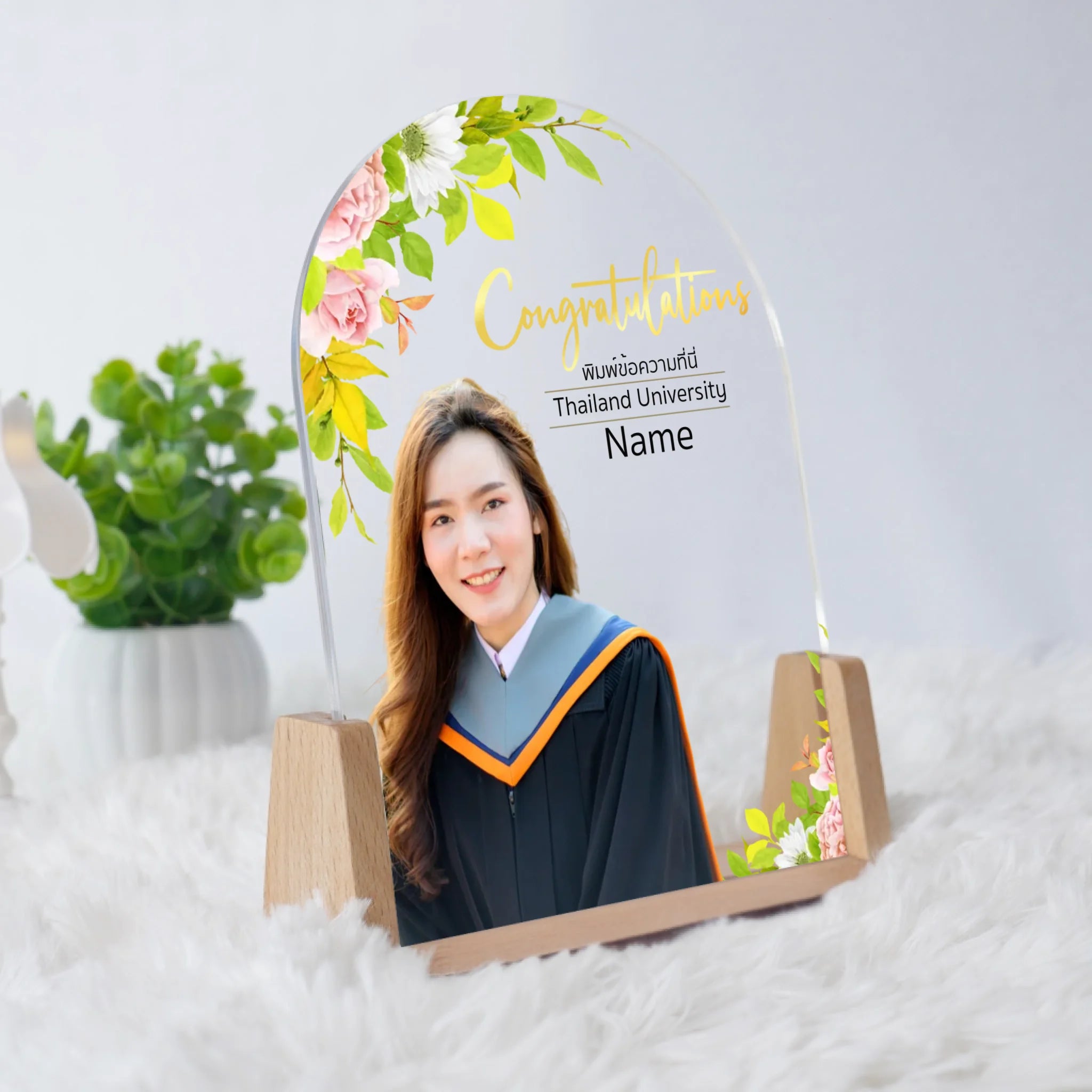 โคมไฟอะคริลิก พิมพ์ UV คุณภาพสูง พร้อมฐานตั้งและไฟ LED