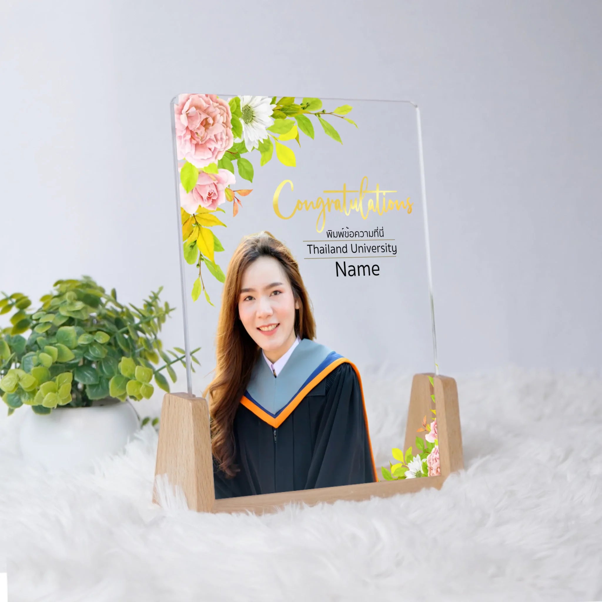 โคมไฟอะคริลิก พิมพ์ UV คุณภาพสูง พร้อมฐานตั้งและไฟ LED