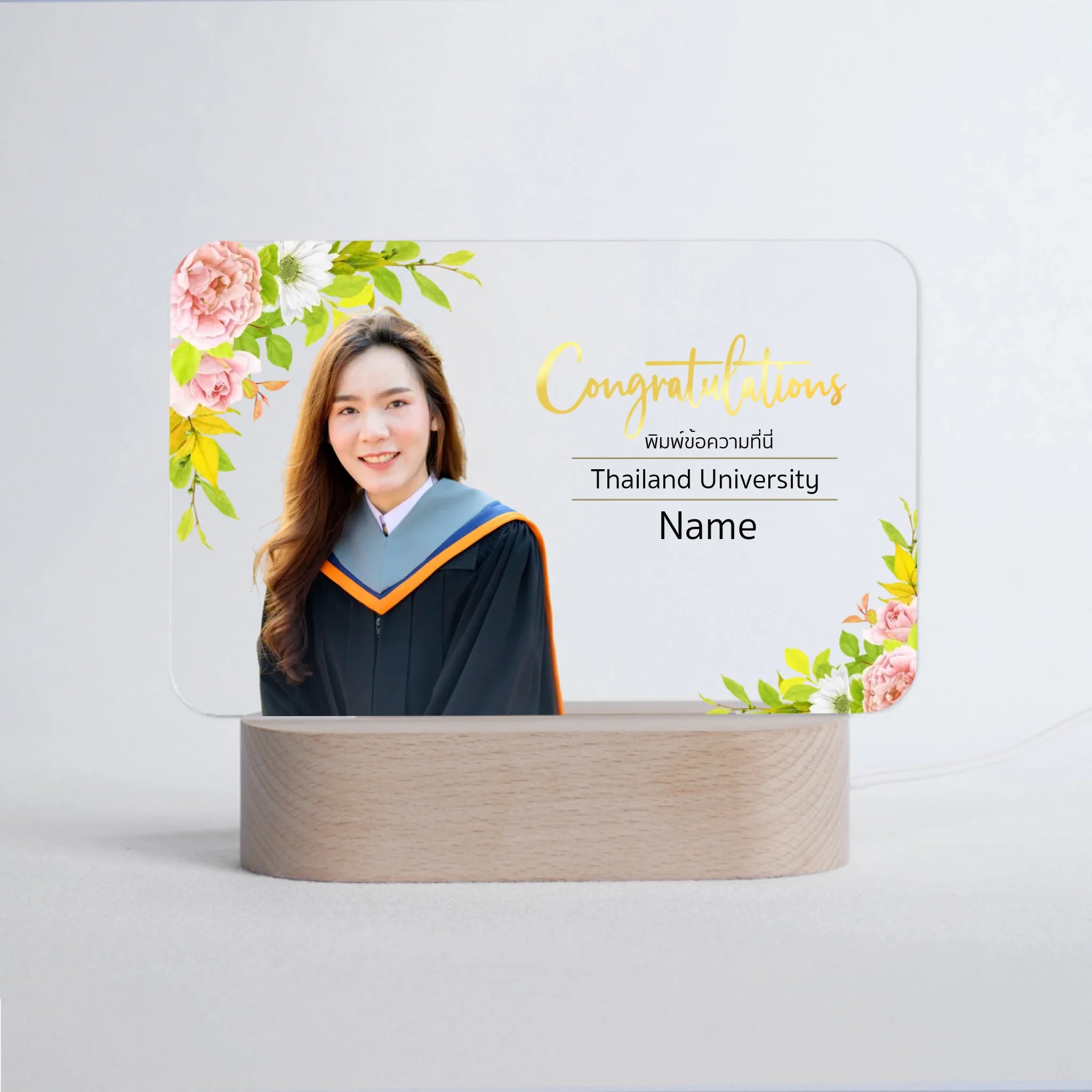 โคมไฟอะคริลิก พิมพ์ UV คุณภาพสูง พร้อมฐานตั้งและไฟ LED