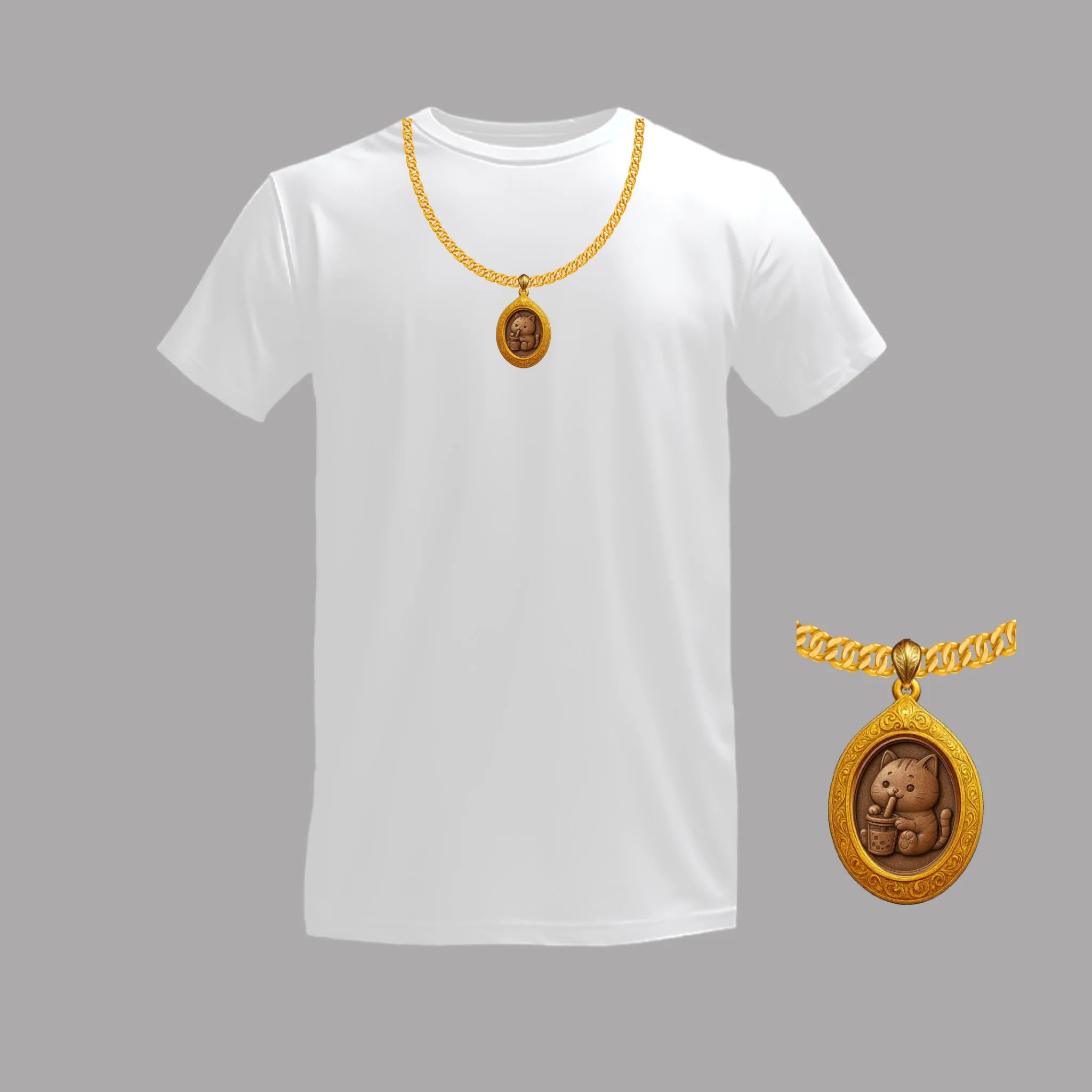 เสื้อยืดพิมพ์ลาย บนพื้นสีขาว