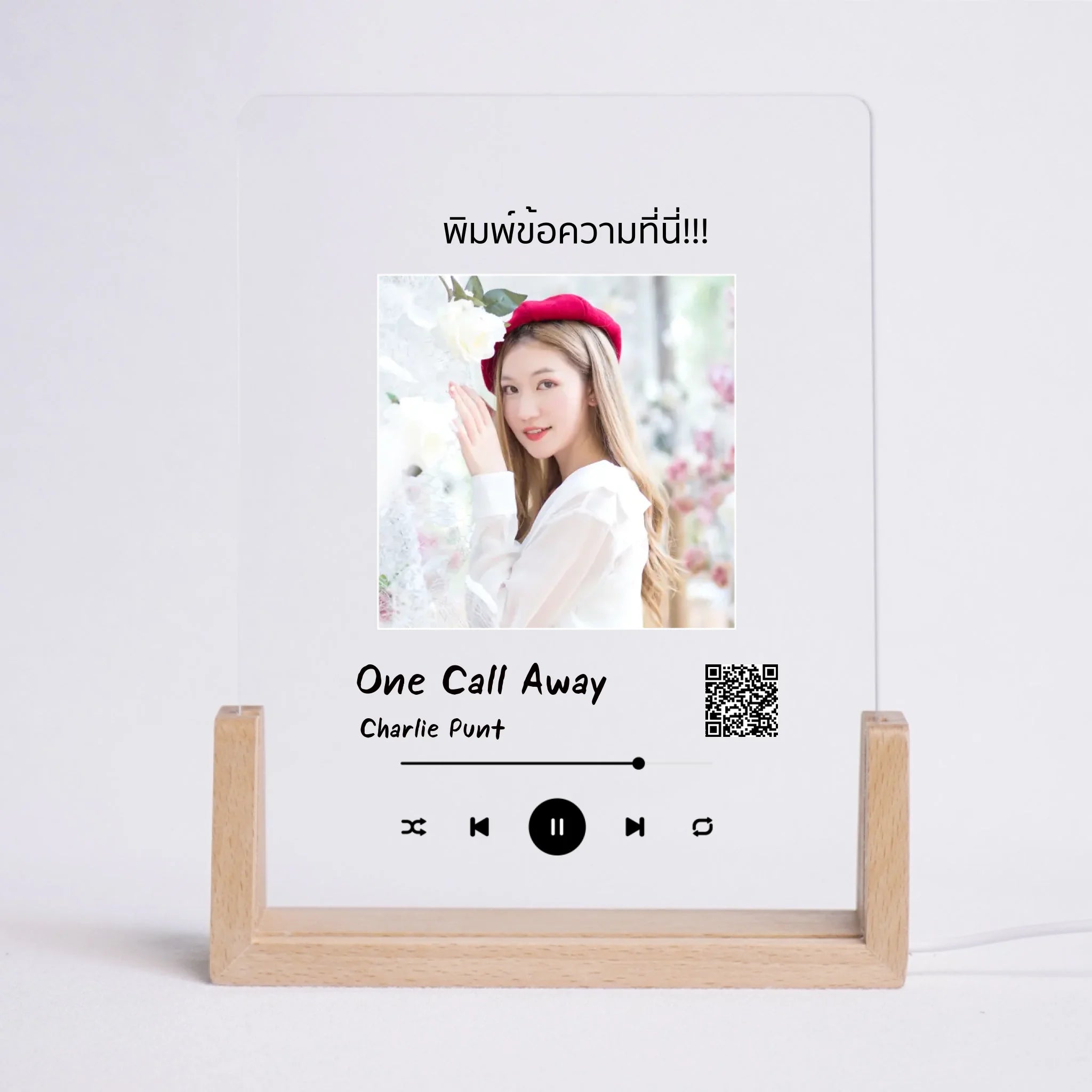 โคมไฟอะคริลิก พิมพ์ UV คุณภาพสูง พร้อมฐานตั้งและไฟ LED