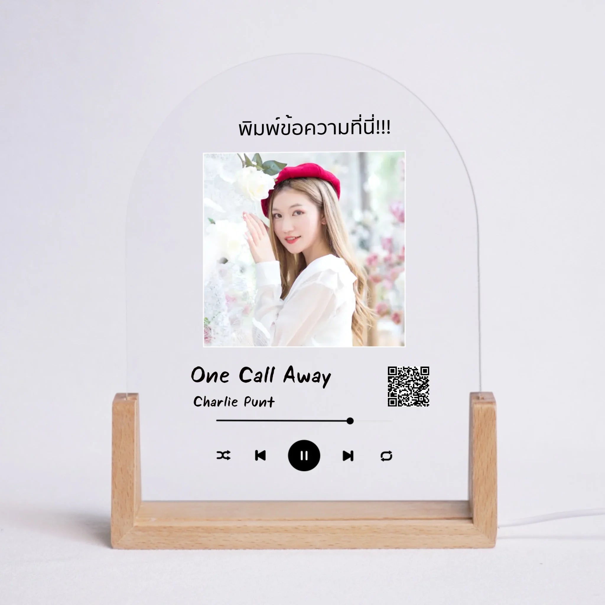 โคมไฟอะคริลิก พิมพ์ UV คุณภาพสูง พร้อมฐานตั้งและไฟ LED