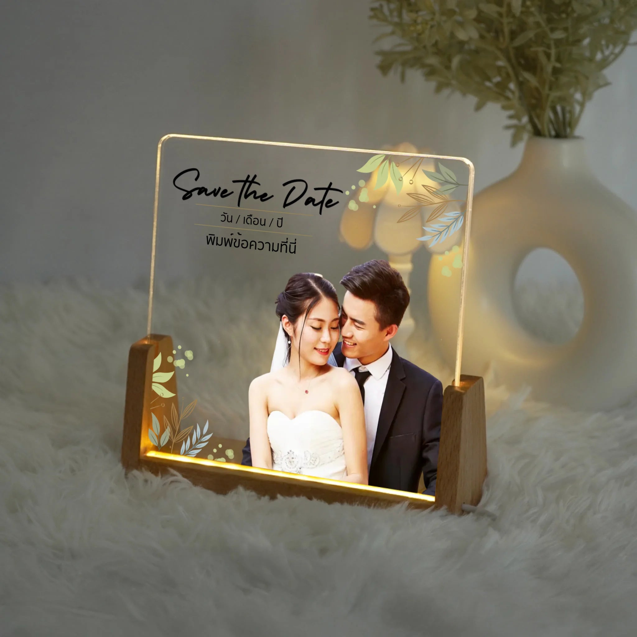 โคมไฟอะคริลิก พิมพ์ UV คุณภาพสูง พร้อมฐานตั้งและไฟ LED