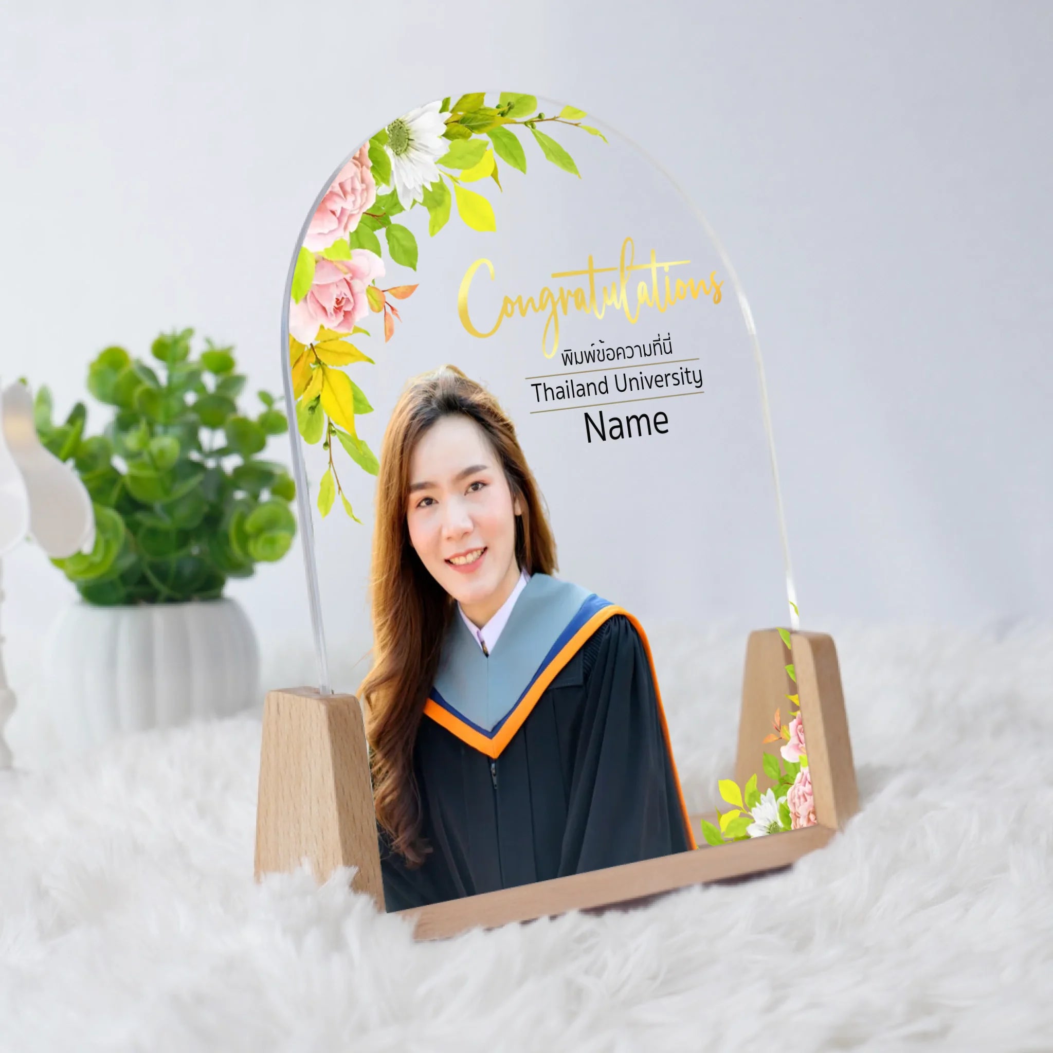 โคมไฟอะคริลิก พิมพ์ UV คุณภาพสูง พร้อมฐานตั้งและไฟ LED