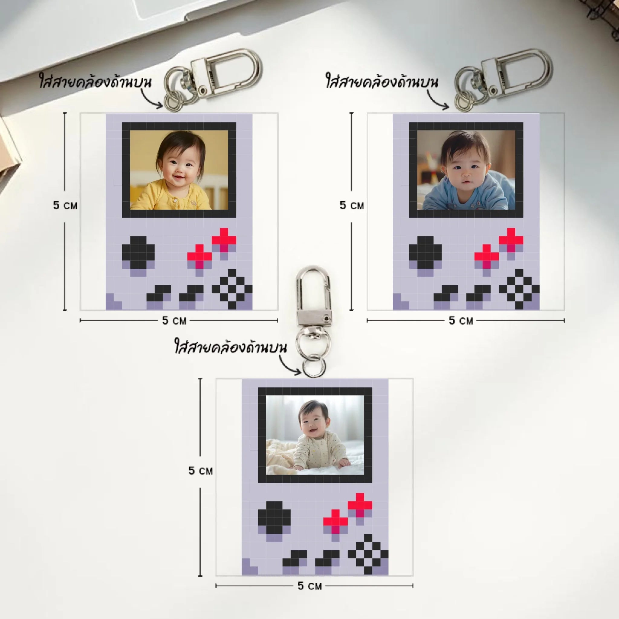 วงกุญแจไม้ไดคัท ขนาดประมาณ 5×5 ซม.