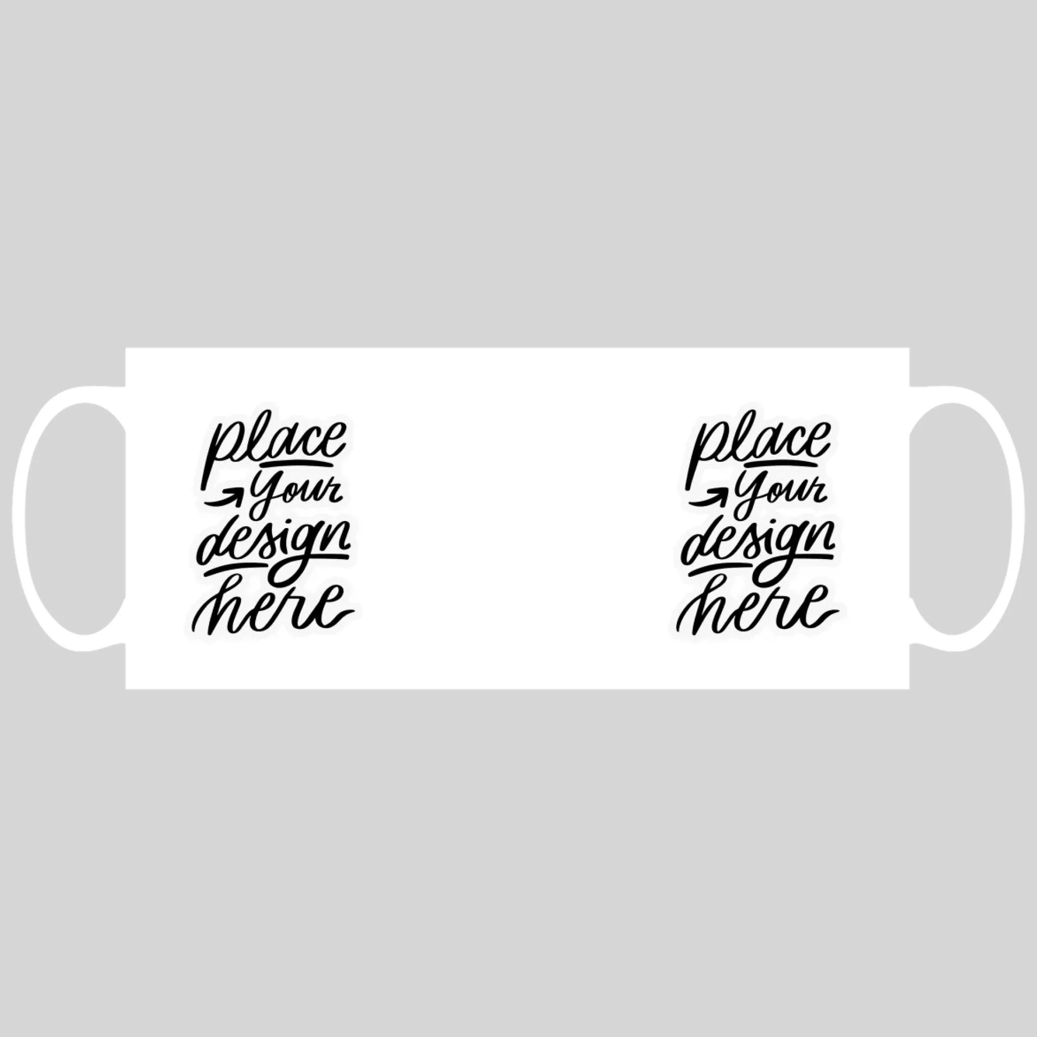 แก้วกาแฟ มีลายสกรีน วางบนพื้นขาว