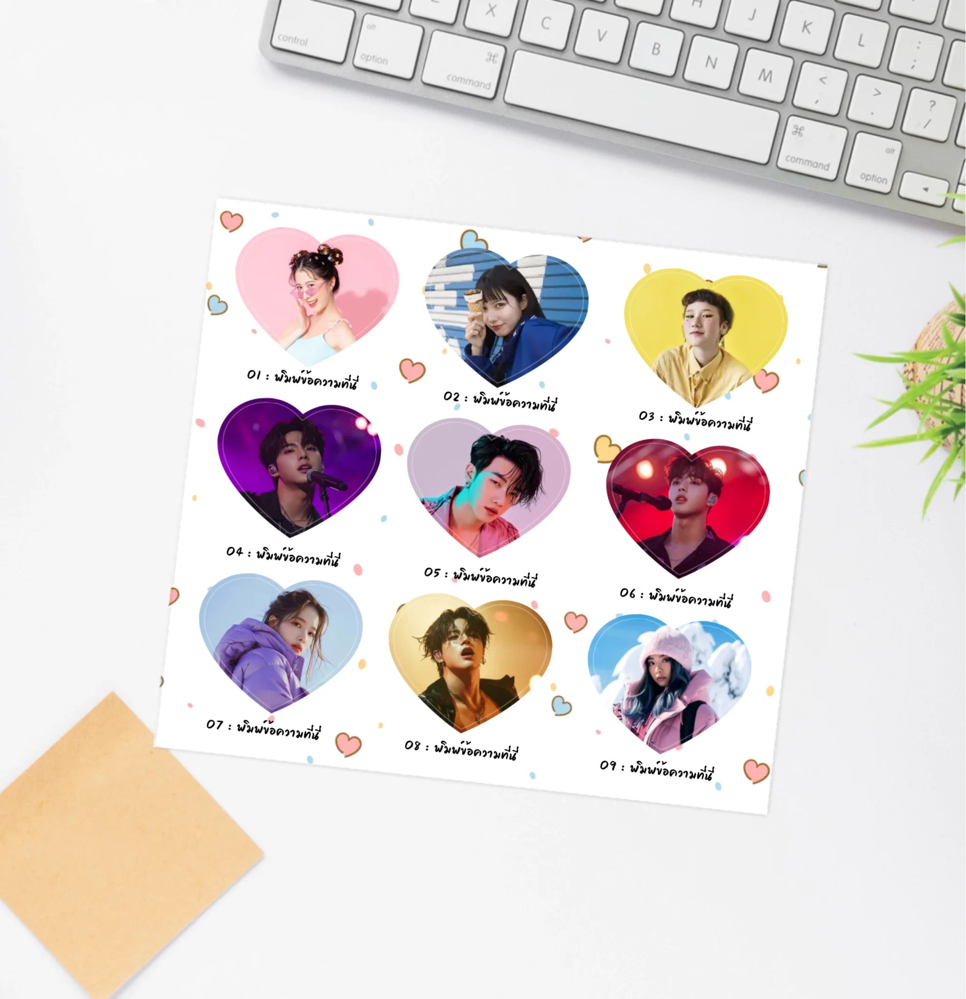 สติ๊กเกอร์รูปภาพแบบตาราง 3×3 จำนวน 9 รูป