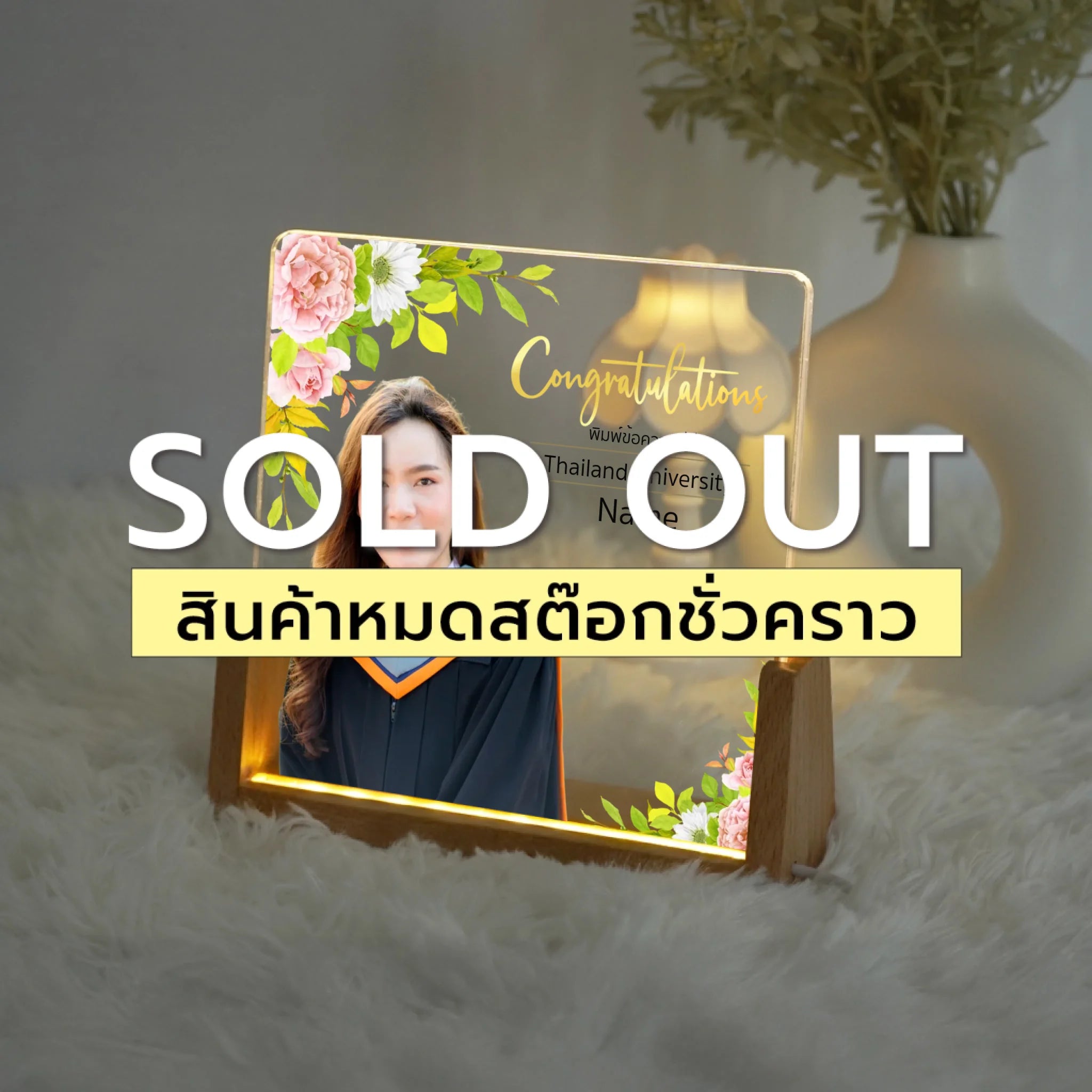 โคมไฟอะคริลิก พิมพ์ UV คุณภาพสูง พร้อมฐานตั้งและไฟ LED
