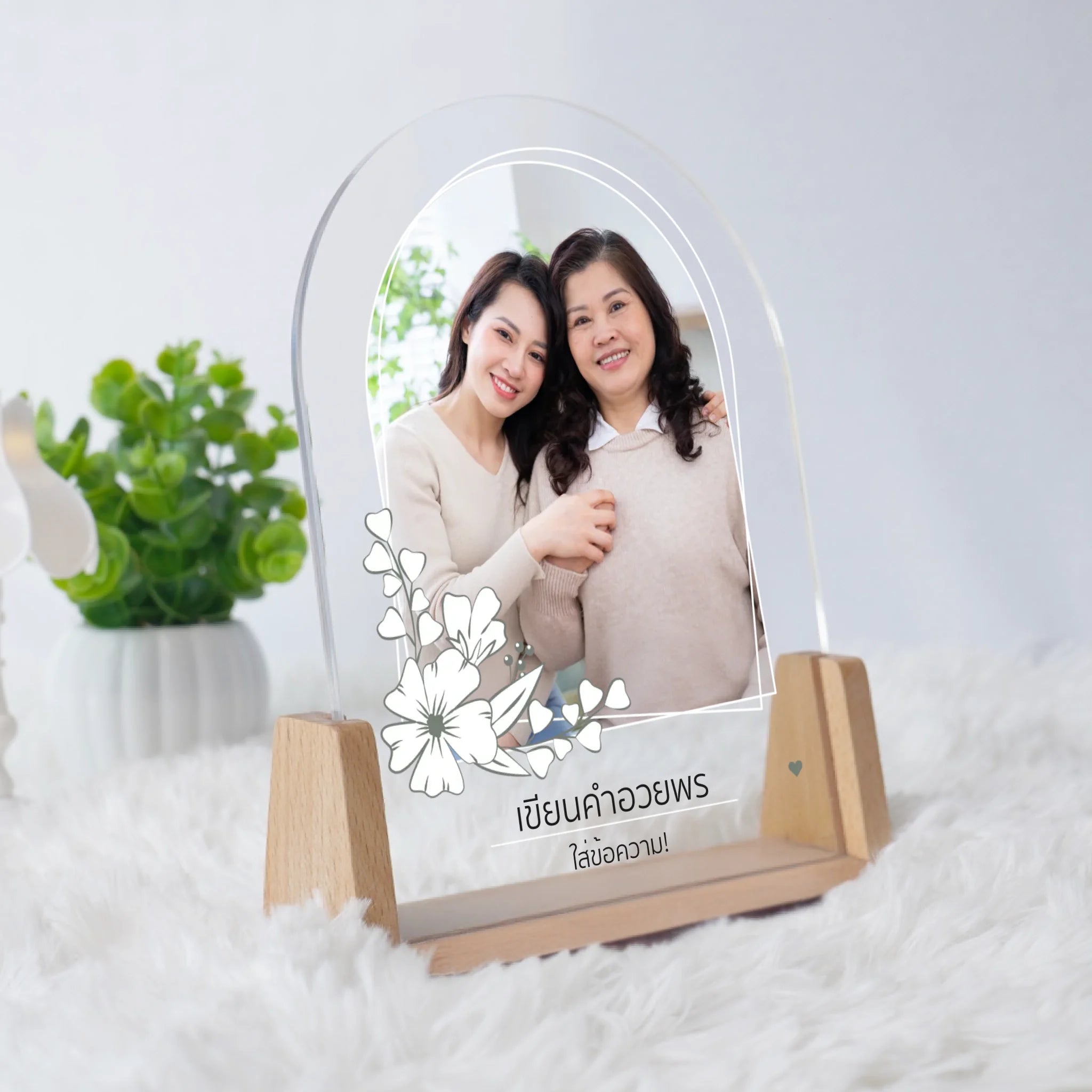โคมไฟอะคริลิก พิมพ์ UV คุณภาพสูง พร้อมฐานตั้งและไฟ LED