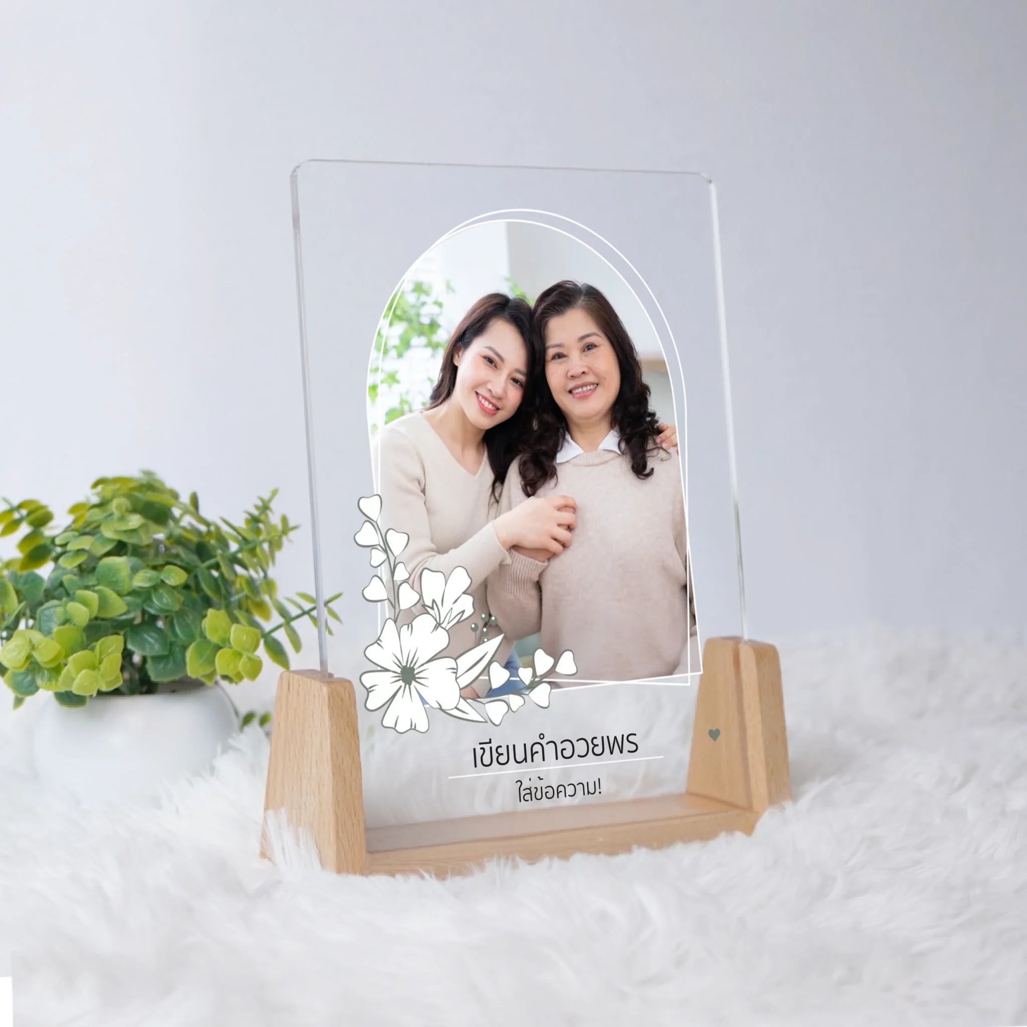 โคมไฟอะคริลิก พิมพ์ UV คุณภาพสูง พร้อมฐานตั้งและไฟ LED