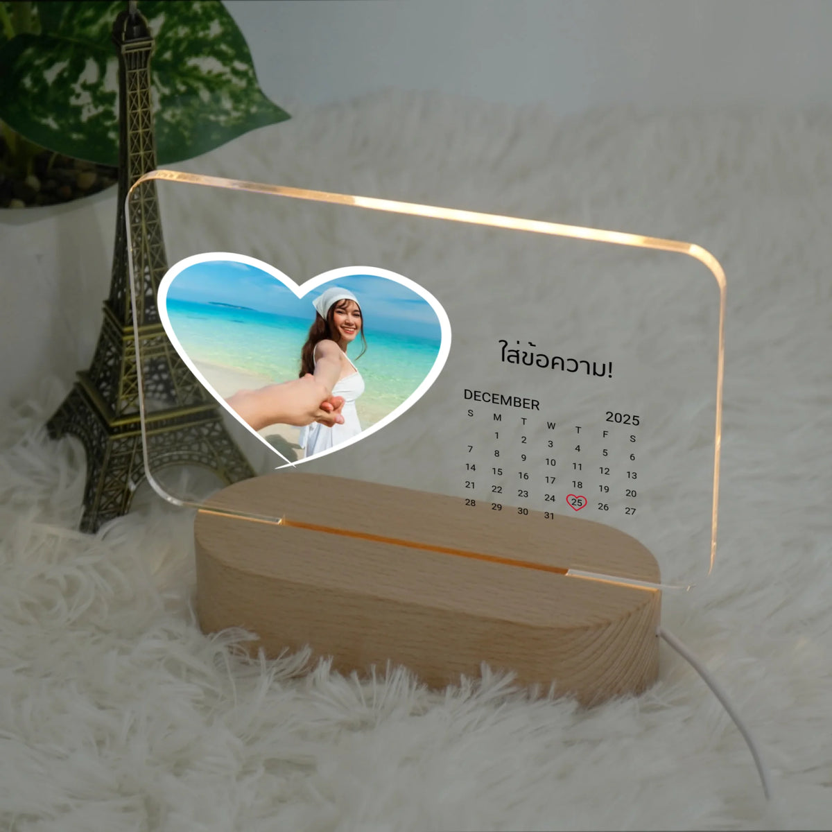 โคมไฟอะคริลิก พิมพ์ UV คุณภาพสูง พร้อมฐานตั้งและไฟ LED