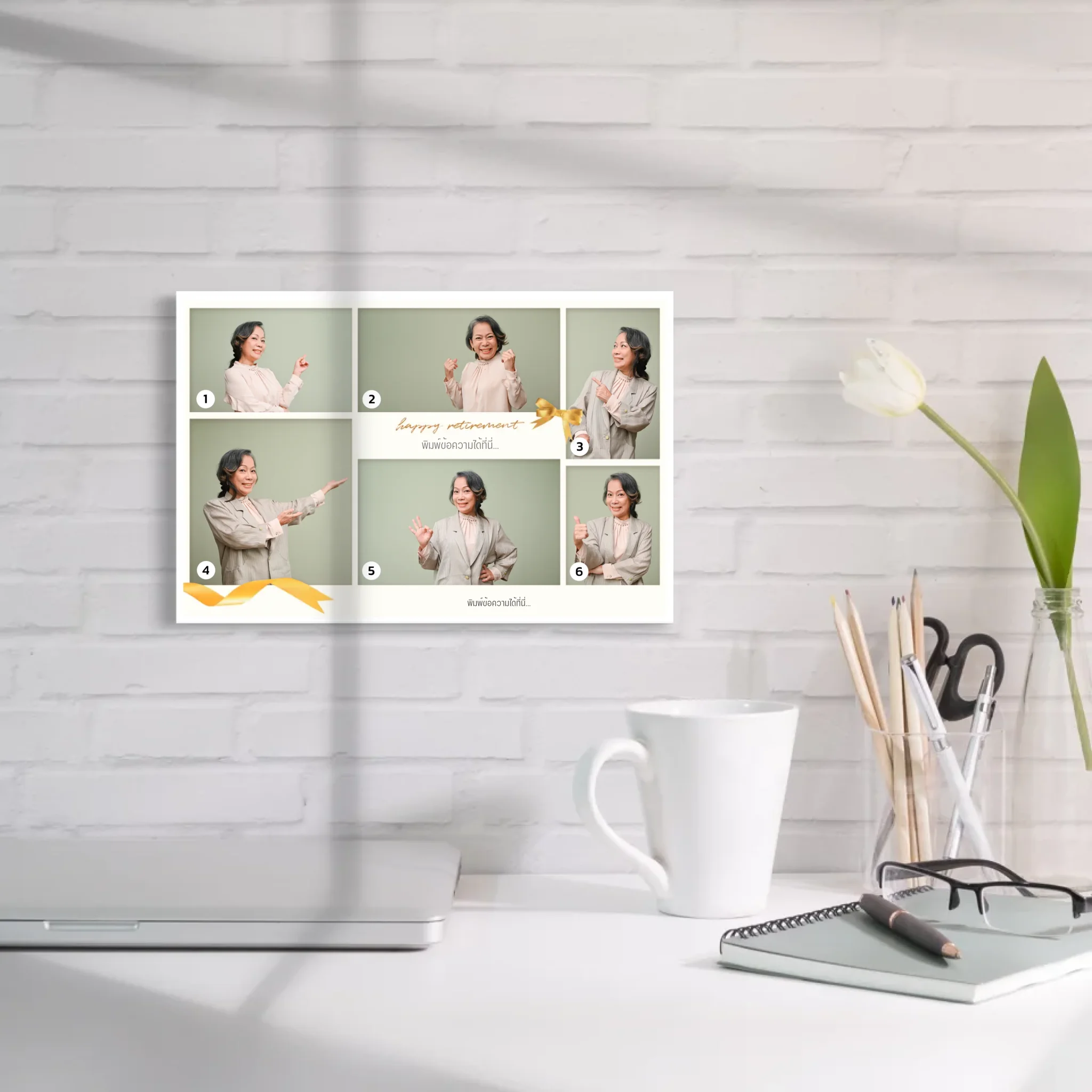 กรอบลอยแขวนบนผนังห้องทำงาน