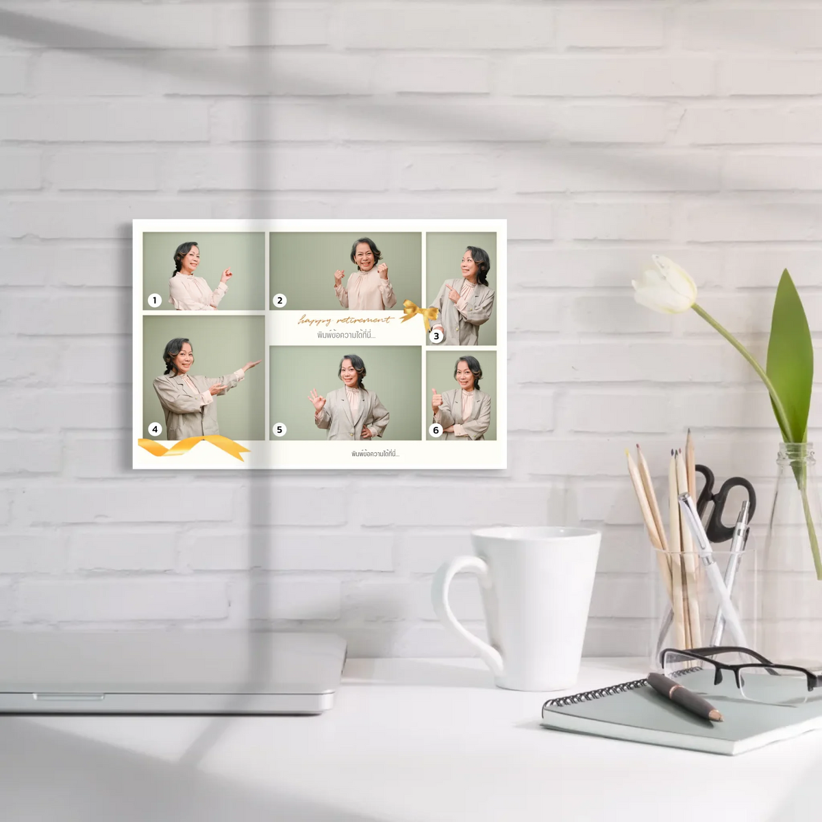 กรอบลอยแขวนบนผนังห้องทำงาน