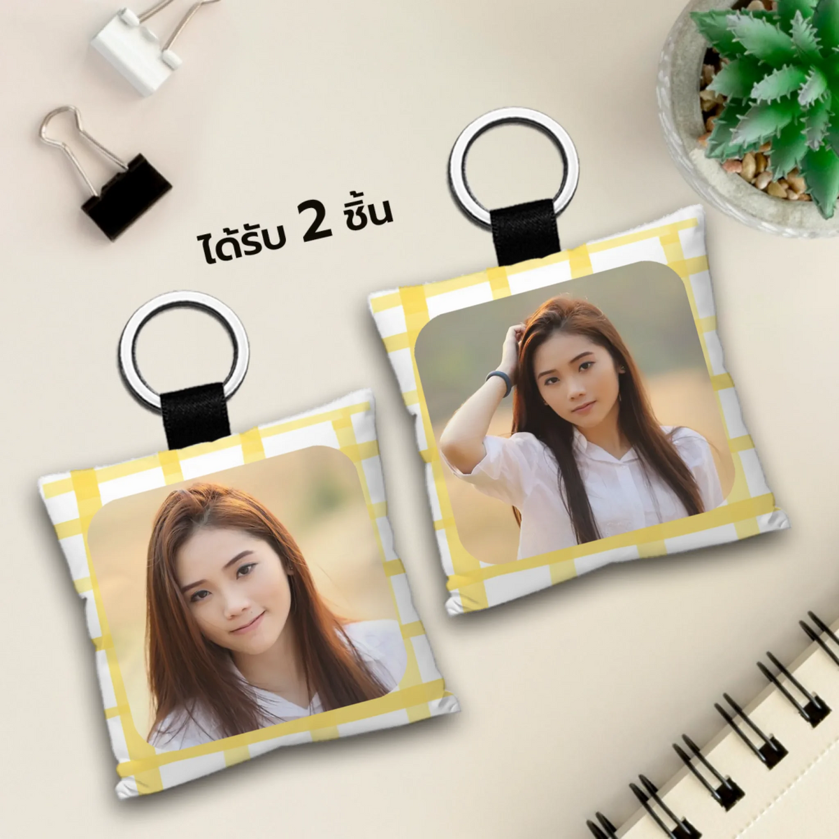 พวงกุญแจจัตุรัสขนาด 7x7 cm พิมพ์ด้วยระบบ Inkjet